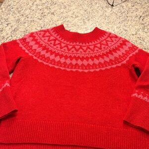 Talbots Red and Pink Patterned Women's Sweater Medium